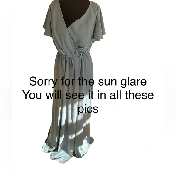 Celebrate DB Studio Flutter Sleeve Georgette Wrap Slate Blue MOB Maxi Dress 10 - Picture 2 of 10